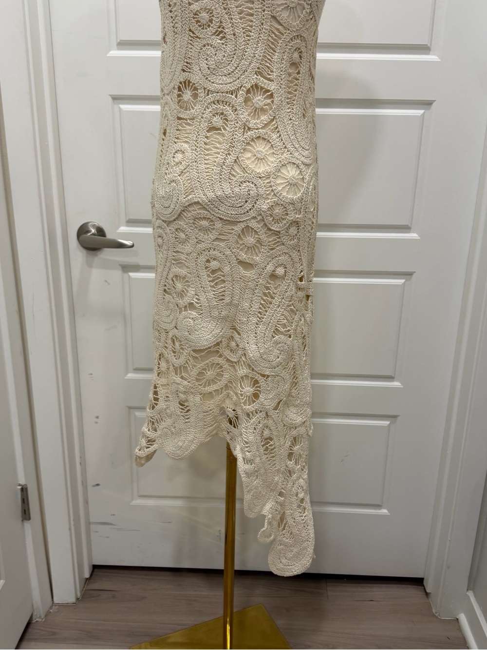 Zara Asymmetrical Crochet Midi Dress in Straw - Picture 11 of 12